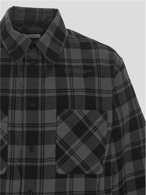WizWid 오프 화이트 Off-White Dark Grey And Black Check Flan shirt OMGE030F23FAB0010800